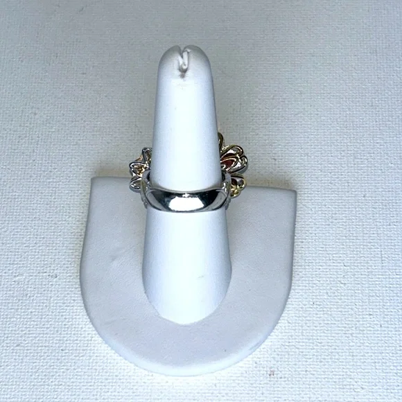 NWOT Gems en Vogue Sterling 18K Accent Genuine Gemstone 2 Flower Designer Ring
